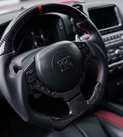 CB Carbon Fiber Nissan GTR Steering Wheel W/ LED Shift Lights